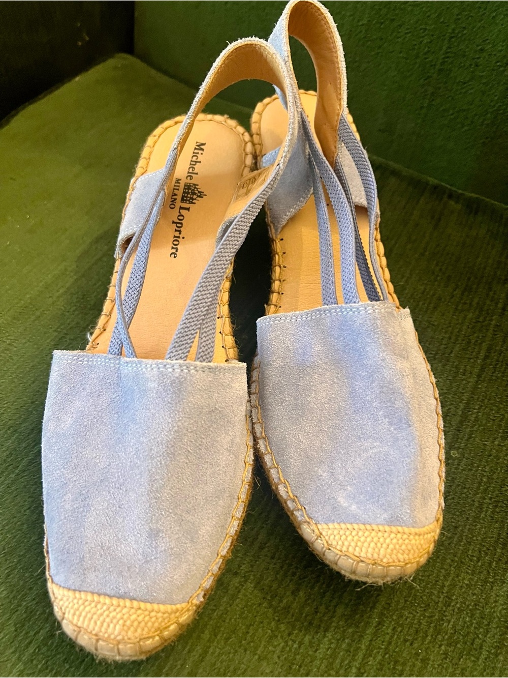 Michele Lopriore- Light Blue Suede Espadrille Slingback Wedges